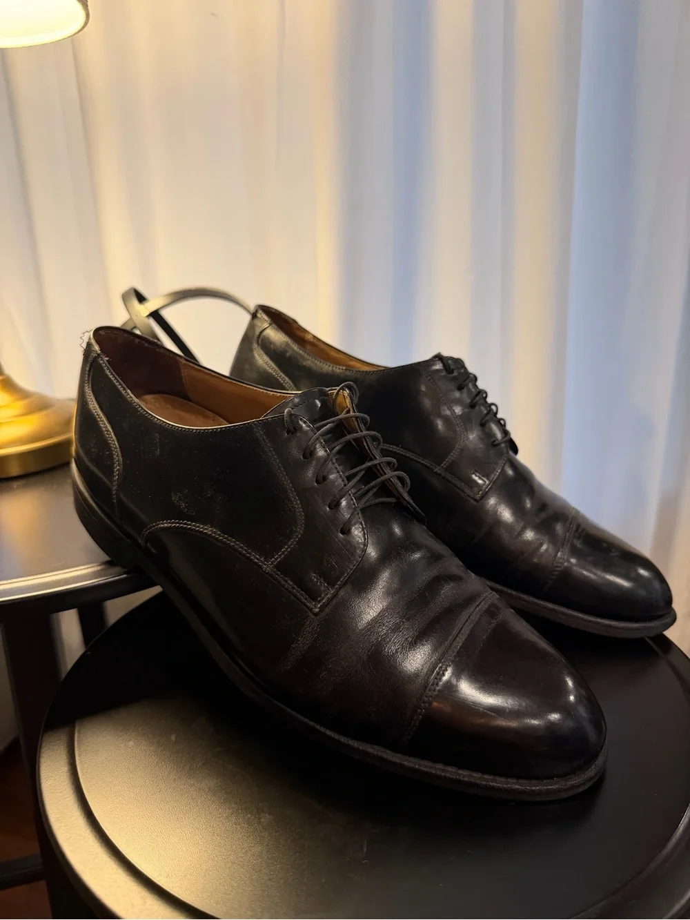 Men’s Bostonian Crown Windsor Leather Black Cap Toe Dress Shoes Size 13